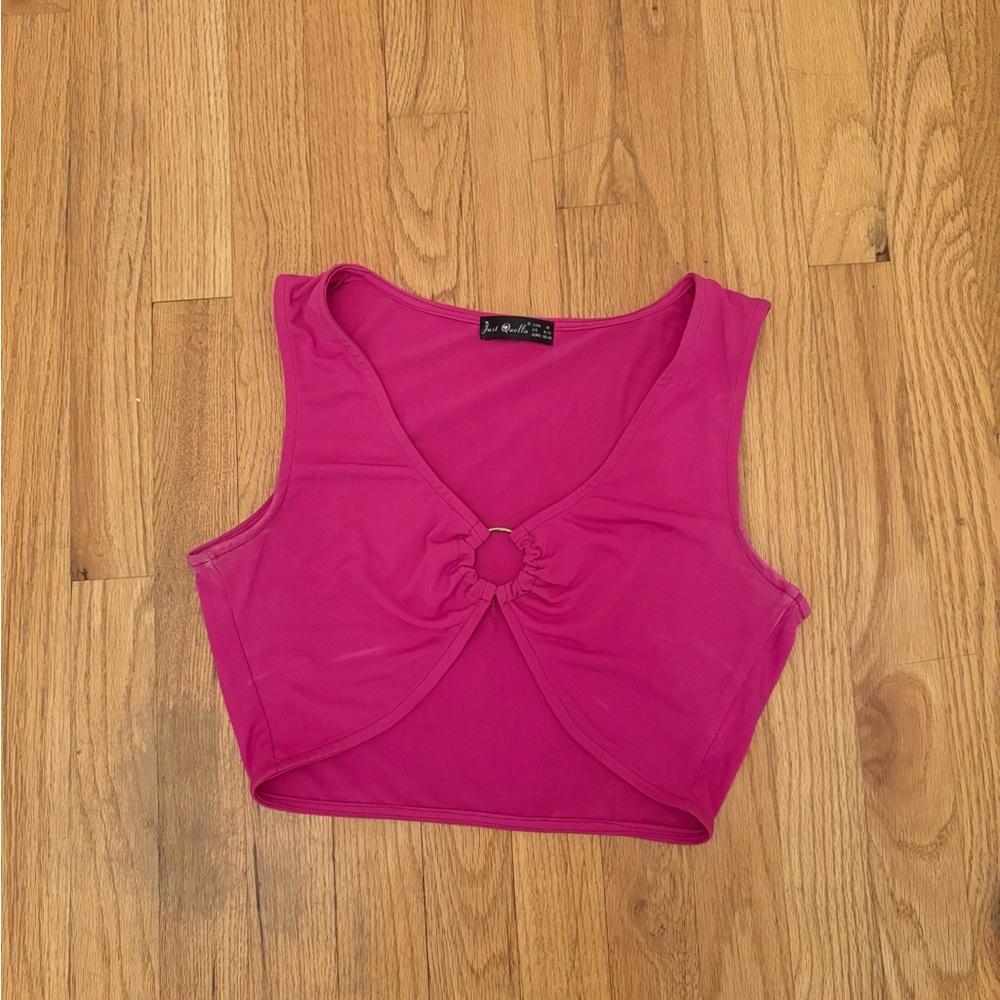 Vibrant Fuchsia Tank Top with Ring Detail